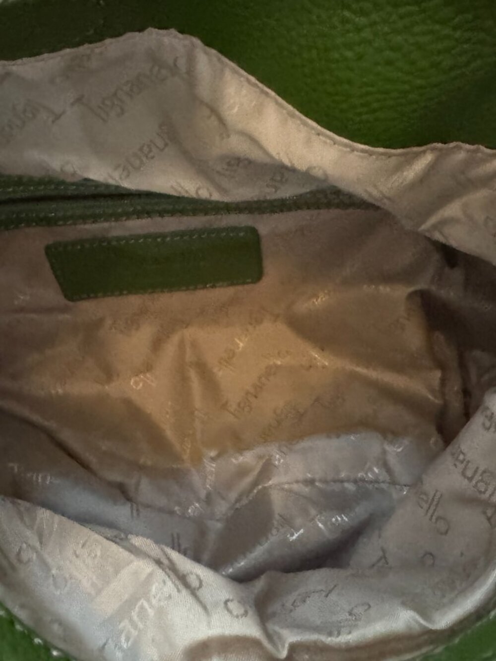 Tignanello Green Pebbled Leather Shoulder Bag Buckle Hobo Purse - Picture 7 of 9